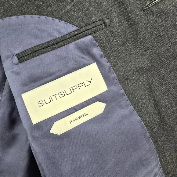 SUITSUPPLY Jacket Mens 44R Gray Blazer Suit Napoli Reda Wool Surgeons Cuff